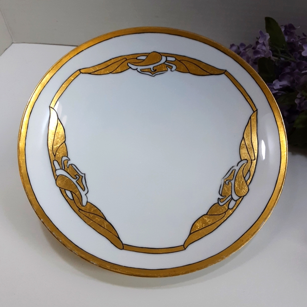 Vintage Art Deco Plate H & C Bavaria Heinrich Gold Black